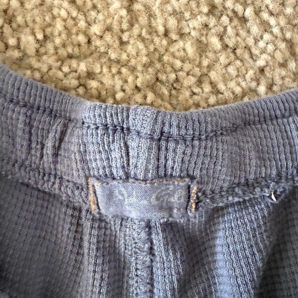 John Galt Blue Gray Waffle Knit Lounge Shorts Drawstring One Size (fit is Small) - Picture 3 of 5